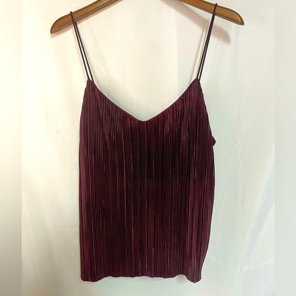 H&M Pleated Spaghetti Strap Cami in Deep Burgundy